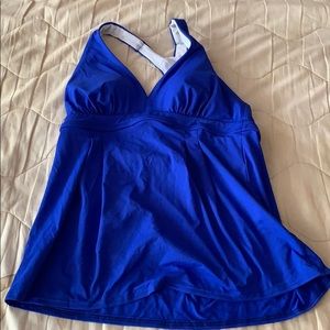 Lands End bright blue tankini top size 6